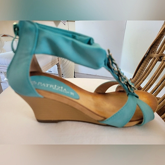 PATRIZIA HARLEQUIN WEDGE SANDAL Turquise Size 36/ 5.5-6 - Picture 4 of 6